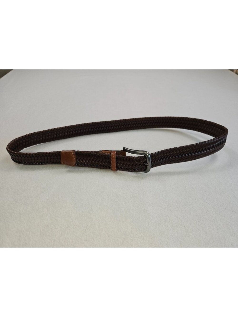 Daniel Cremiuex Mens Brown Braided Full Grain Leather Belt Size 44